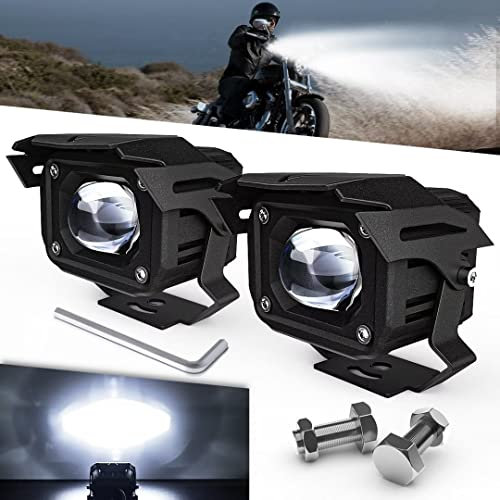 BWCarid Motorcycle LED Pods Auxiliary Driving Fog Lights White LED Spotlight Projector Work Light 90W 8000lm Compatible with Jeep Truck SUV Pickup UTV Tractor ATV Boat(2 Pack)