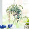 wolga-kreativ Fenstersticker Fensterbilder Glasdekorfolie Motiv Fensterfolie Fenstertattoo Hängende Blumen Kaktus im Keramiktopf Deko Küchenfenster wiederverwendbar selbstklebend Sichtschutz