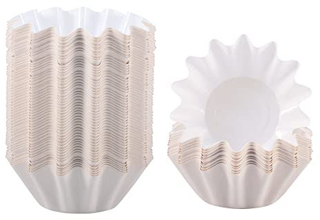 JIHUOO 50 Pcs Paper Cupcake Cups Reusable Candle Wax Liners Scented Wax Melt Cups Wedding Cupcake Wrappers Mini Muffin Holders White
