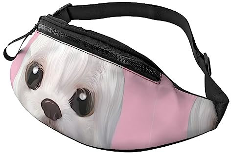 Schöne Malteser-Hunde-Bauchtasche für Männer und Frauen, verstellbarer Gürtel, lässige Brusttasche, Bauchtaschen für Reisen, Sport, Laufen, Wandern, Hüfttaschen, Schwarz , Einheitsgröße
