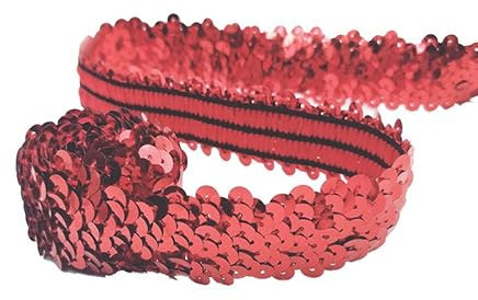 SYSUII 10M*30mm Paillettenband Glänzendes Zierband Paillettenband Glitzer Borte aus Dekoband Zierband FüR DIY NäHen KostüMe Handwerk Verzierungen Kleidung Kleid Dekoration Schmuckherstellung-Rot
