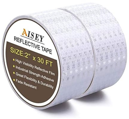 AISEY Reflective Tape White Outdoor High Vis Conspicuity Safety Tape, Reflector Tape Trailer Waterproof - 2“x 30ft/Roll, 2 Rolls