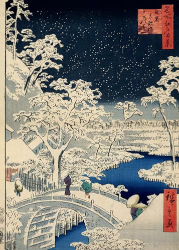 Puzzle 1000 Teile - Utagawa Hiroshige - Drum Bridge at Meguro and Sunset Hill, 1857