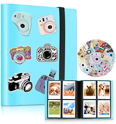 Mini-Fotoalbum 160 Taschen für 2 * 3 Zoll Foto kompatibel mit Fujifilm Instax Mini Film/Kpop Fotokarten (Blau)