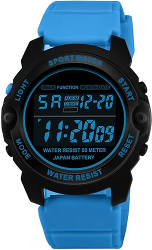 findtime Rosa Digitaluhr Damen Unisex Digital Armbanduhr mit Stoppuhr Kalender Wecker LED Uhr für Jugendliche Jungen Mädchen