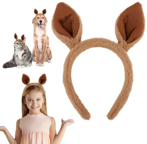 Sibba Känguru Stirnband Halloween Mütze Ohren Stirnbänder Tierkappen Make-up Haarband Kostüme Haar Accessoire passend für Frauen Mädchen Party Fotografieren Dekorationen Geschenke Cosplay (Braun)