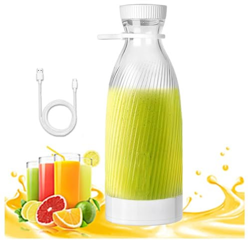 HAZARA Fresh Juice Batidora Portatil, 500 Ml, DiseñO De 6 Cuchillas Batidora Viaje, Carga Usb PortáTil InaláMbrica Vaso Licuadora, Para El Hogar, Deportes Al Aire Libre, VehíCulo,White