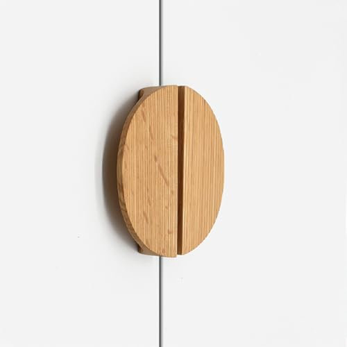 ZYFH8992 2 Stück Schrankgriffe Kinderzimmer Halbmond Profilgriff Massives Holz Möbelgriff Halbrund SchubladenKnöpfe,Türgriff Zugknöpfe für Kleiderschrank (Eiche)