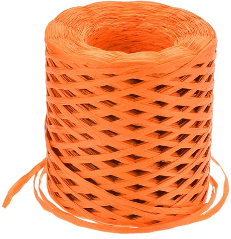 QUARKZMAN Raffia-Papierbastband, 1/4 Zoll, 218 Yards Raffia-Schnur Verpackungspapierbast für Geschenke DIY-Basteln, Orange