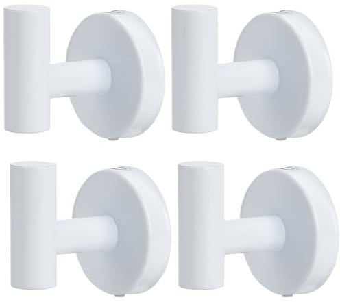 Segus Colgador Pared, 4 Piezas Perchas Pared con Tornillos, Percha Baño de Acero Inoxidable, Gancho Toalla Baño Impermeable, Ganchos Perchero para Ropa, Sombrero, Llaves (Blanco)