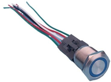 22mm thread mounting illuminated ring led self-locking switch IP67 wiring harness button switch EKFBQBGW(12V Green LED)