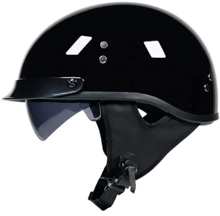 VVPEC Motorrad Halbschalen Halbhelm mit Visier Halbschalenhelm Baseballmütze-Helm Baseball Cap Motorradhelm Mit ECE-Zulassung Cruiser Chopper Scooter Helm for Bike Cruiser Chopper(2,XL=61~62cm)