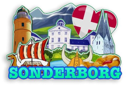 Quwsne Kühlschrankmagnet Sonderborg Dänemark Kühlschrankmagnet Stadt Reise Souvenirs Touristengeschenke 3D klassische Sehenswürdigkeiten Handarbeit Handwerk Heimdekoration -2084