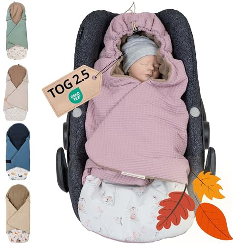 ULLENBOOM Einschlagdecke Babyschale, 100% OEKO-TEX Materialien, Märchenwald (Made in EU) - Babydecke für Kindersitz oder Kinderwagen, kuschelige Decke für Babys, Ideal für Herbst und Winter