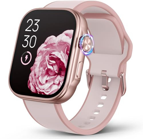 SOUYIE Smartwatch Damen mit Telefonfunktion,1.99 AMODEL Uhren Damen mit Herzfrequenz SpO2 Blutdruck Schlafmonitor,100 Sportmodi Fitness Tracker, 3ATM Wasserdichter sportuhr für Android iOS