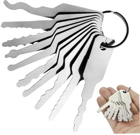 Master Keys,10Pcs Fake Keys,Stainless Steel Keys Replacement,Skeleton Lock Pick Set,Multiple Shapes Lock Picking Emergency Tool for Bathroom Locks Car Locks