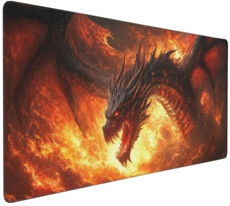Gaming Mauspad XXL Drachen Mousepad 1000x500x4mm Tier Verlängertes Mauspad Schreibtischauflage,Genähte Kanten Mauspad,Verbessert Präzision und Geschwindigkeit Wasserdicht Geeignet für Büro und Spiele