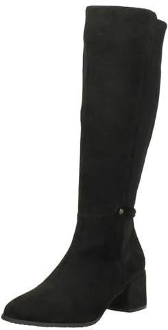 Spot On Ladies Block Heel Wide Fitting Knee High Boots F51256 - Black Microfibre - UK Size 4 - EU Size 37 - US Size 6