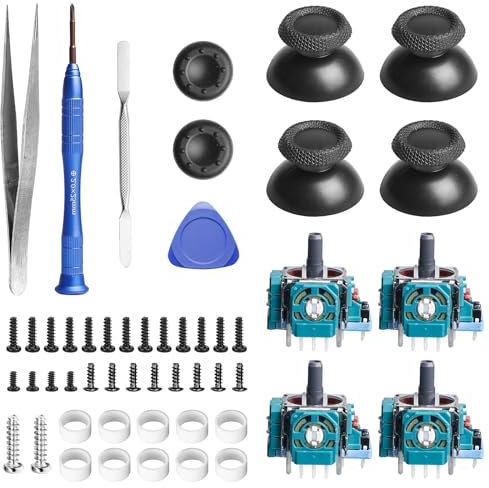Lot de 4 sticks de rechange pour manette PS5, module de joystick analogique 3D avec 4 capuchons de pouce, kit de réparation, effet Hall compatible avec PS5