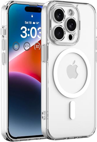 ORDA Magnetisch Hülle für iPhone 14 Pro Max 6,7 Zoll Kompatibel mit MagSafe, Transluzente Matt Rückseite Dünn Kameraschutz Stoßfest Handyhülle für iPhone 14 Pro Max (Matt transparent)