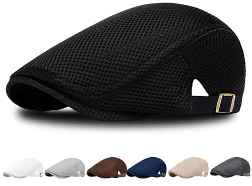 AUNGKWANG Herren Schirmmütze, Unisex Baskenmütze, Atmungsaktives Mesh, Sonnenhut, Kopfbedeckung Herren Sommer, Schiebermütze HerrenSommer, Verstellbar, Schwarz