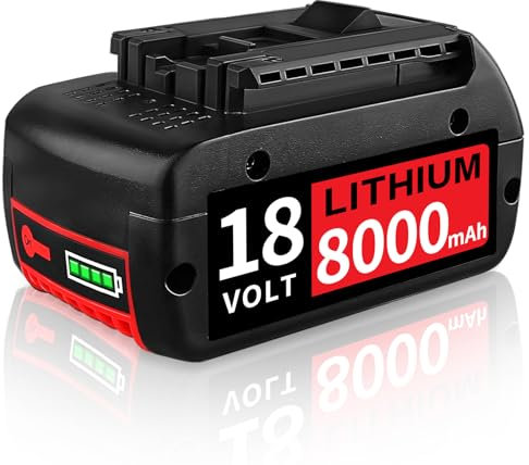 1 Stück 8,0Ah BAT609 Ersatzakku für Bosch Akku 18V GBA Kompatibel mit 18V Akku BAT609 BAT609G BAT618 BAT618G BAT619 Ersatzakku mit LED-Anzeige (1pc-1)