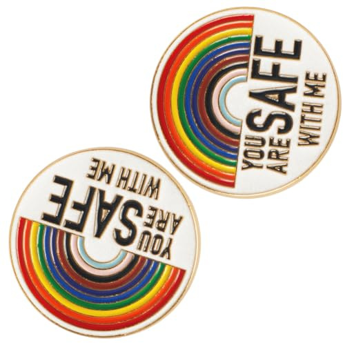 COMPUKAS 2 Stück Regenbogen Emaille Anstecknadel aus Metall Zarter Pin Anstecker für Hemden und Handtaschen Schlichtes Design Pride Broschenschmuck