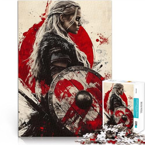 Puzzle für Erwachsene mit 1000 Teilen Herausforderndes Spielspielzeug Wikinger-Schildmaid Die Liebe zwischen Paaren stärken38x26cm