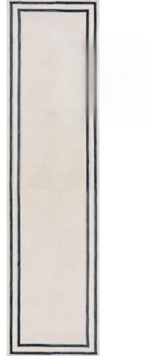 THE RUGS Carmel Modern Area Rug - Stain-Resistant, Non-Shedding, Durable Rugs for Bedroom and Hallway [ Bordered Blue, 80x300 cm ]