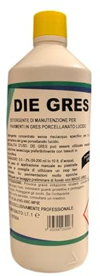 DIE GRES Detergente Manutenzione Pavimenti Gres Porcellanato Lucido, Concentrato Senza Risciacquo, Anticalcare, Profumo Fruttato, Uso Professionale, 1 Pezzo da 1L