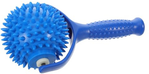 Operitacx Handheld Blue Spiky Yoga Massage Stick Muscle Roller Tool for Neck and Back Relaxation Fitness Manual Massage Rolling Pin for Home and Gym Use