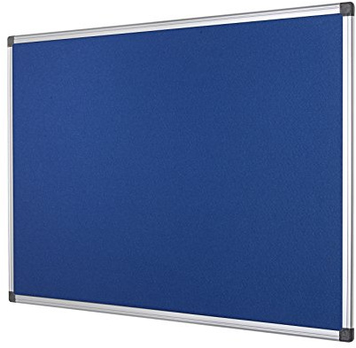 Bi-Office Notice Board Fire Retardant, Blue Felt, Maya Aluminium Frame, 180 x 120 cm