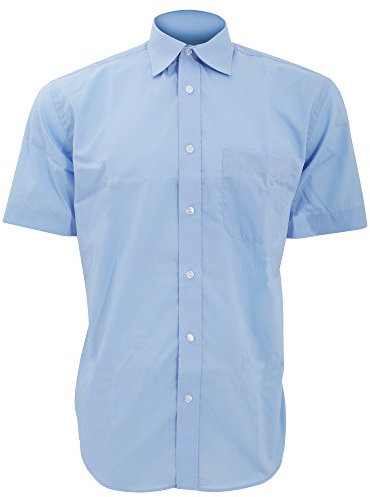Kustom Kit Mens Short Sleeve Business Shirt (18inch) (Light Blue)