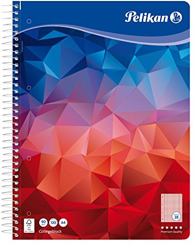 Pelikan 100106 Spiralblock A4, 120 Blatt, Lineatur 28 (kariert), Schulschreibpapier, 90g/m², FSC Mix, weiß