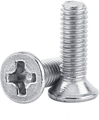 100Pcs M3 Tornillos de Cabeza Torniñlls de Cabeza Plana Tornillos de Cabeza Cruz de Acero Inoxidable SS304 Hilo Completo(M3×10mm)