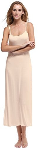 Papicutew Damen-Unterkleid, lang, Cami, Trägerkleid, Nachthemd, ärmellos - Beige - X-Large