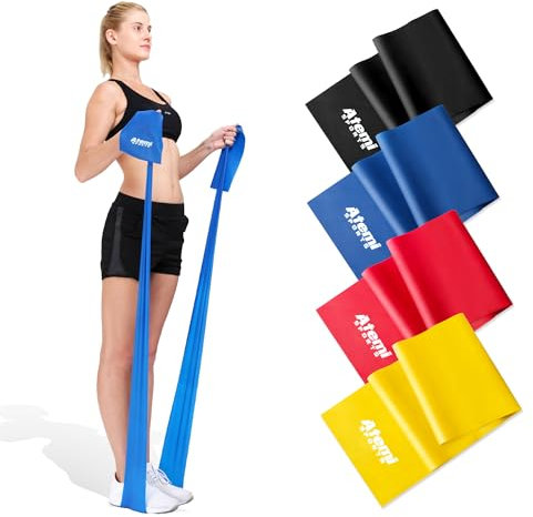 Bande Élastique 1,2m [1 Bande] | Bandes de Résistance Élastique pour Fitness, Physiothérapie, Musculation, Yoga, Pilates, Exercice (#2 Rouge (Moyenne), 1,2m)