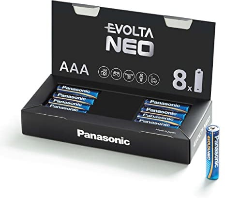 Panasonic EVOLTA NEO, Premium Alkaline Batterie, AAA 8er Box, extrastarke Leistung, besonders langlebig und sicher, Micro LR03 1,5 Volt, Verpackung als praktische Aufbewahrungsbox