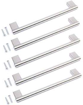 BSM Marketing Kitchen Cupboard Cabinet Keyhole Boss Bar Door Handle Knob Brushed Stainless Steel (5, 209mm)