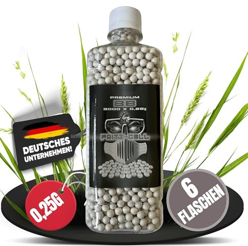6 x Airsoft Softair Kugeln Fritz-Cell Premium BBS 6 mm 0,25g Flasche 3000 Stück