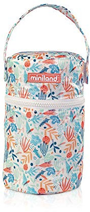 Miniland - Set De 2 Herméticos Para Alimentos De 250ml Con Funda Isotérmica, Colección Mediterranean, 89359, Pack-2-go Hermisized, Coral Y Verde, 3 Unidad