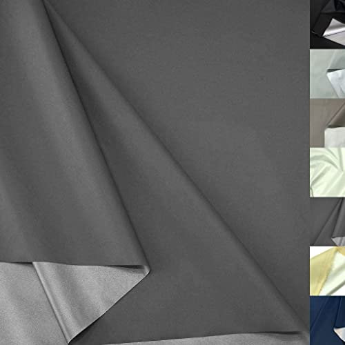 TOLKO Sonnenschutz Stoff mit silber Thermo-Beschichtung | gute Lichtdichte | Verdunklungsstoff Meterware blickdicht Beschattung Gardinen Verdunklungsvorhänge Hitzeschutz Stoffe zum Nähen (Anthrazit)