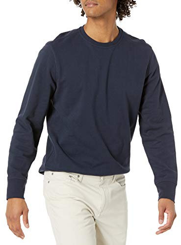 Amazon Essentials Felpa Girocollo Leggera in Spugna Francese e Pile a Maniche Lunghe Uomo, Blu Marino Scuro, L