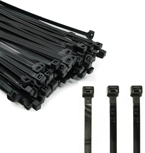 ERKO Bridas Plastico Negro UV 200 x 2,5mm 100 unidades soporte para cables, Resistente a temperatura, Para Oficina, Hogar, Exteriores, al jardín