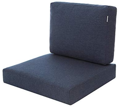 PillowPrim Kissen Set für Rattan/Korbsessel, Rückenlehne Sitz, Sitzkissen Outdoor Sitzpolster Gartenstuhl, Sitzauflage Rattan-Stuhl, 60x55x40 cm - Navy blau