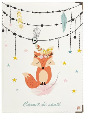 Color Pop Protège carnet de santé enfant – Fabrication Française – pvc imprimé – Pour carnet de santé, ordonnance- 22 x 16 cm (Imprime renard boheme)