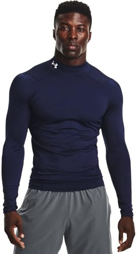 Under Armour Men's HeatGear Mock Long Sleeve T-Shirt, (410) / Midnight Navy/White, XL