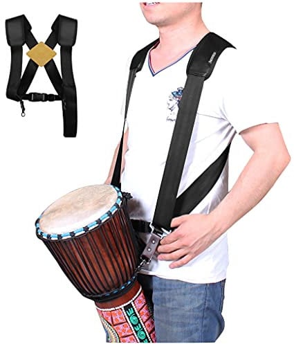 YJZQ Upgrade Djembe Strap, Schwarz, Djembe Harness Sling Belt für Erwachsene
