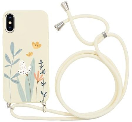 Yoedge Handykette Handyhülle für iPhone XS Max Hülle mit Band Kette 6,5,Smartphone Necklace Schutzhülle mit Kordel zum Umhängen TPU Stoßfest Silikon Case mit Aesthetic Muster für iPhone XS Max,Floret