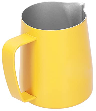 Duokon Milk Frothing Pitcher, Coffee Frothing Cup Machines Latte Art Milk Pitcher Jug Milk Steaming Pitcher for Milk Frothers, Coffee Machines, Latte, Cappuccino, Barista(Yellow-7.5cm)